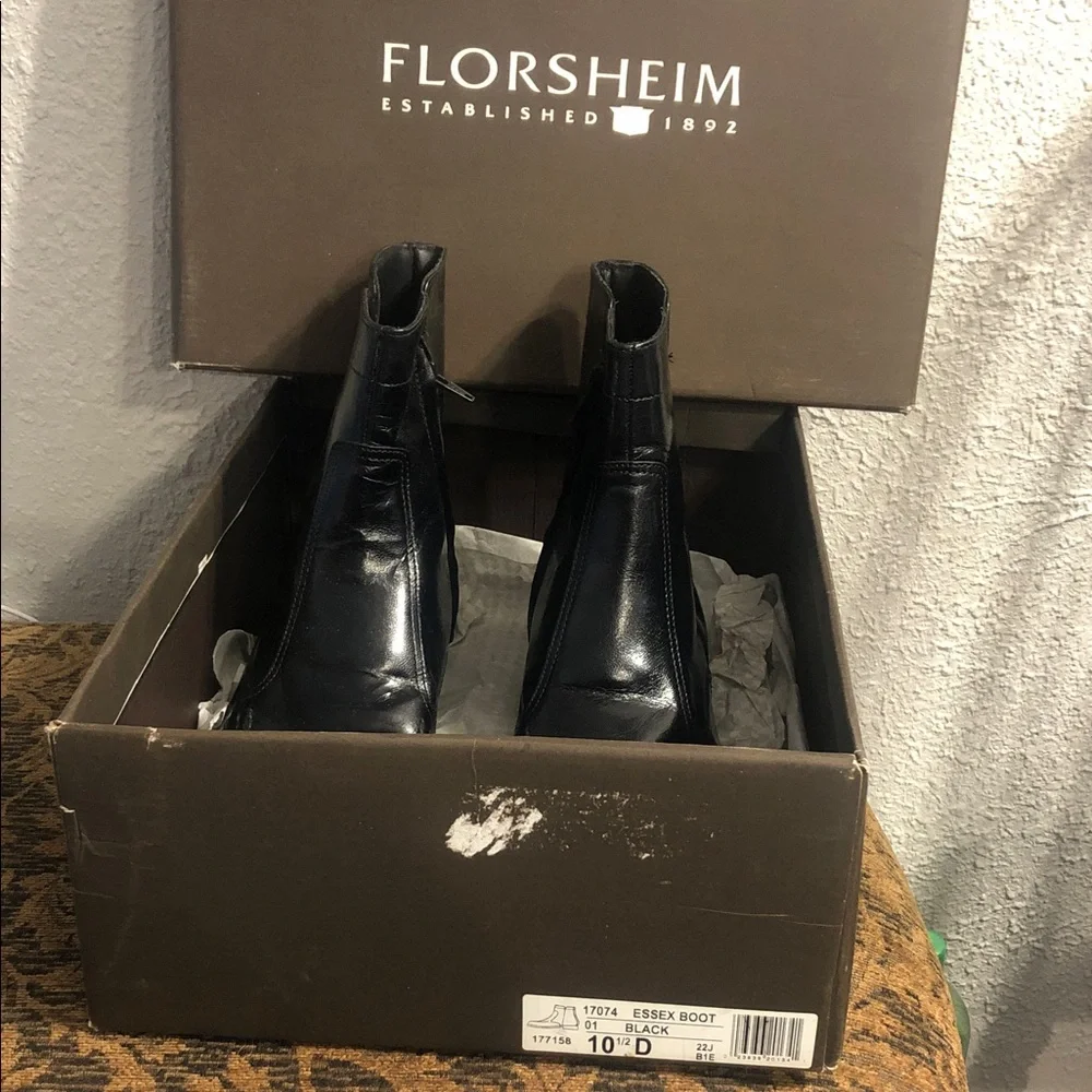 Florsheim Black Leather Zip Dress Boots - Picture 1 of 16